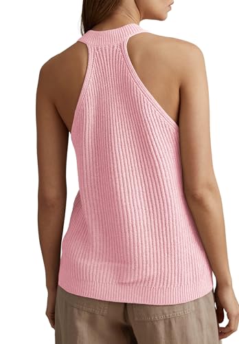 Image of Womens Button-Front Sweater Vest Top V Neck Sleeveless Knit Tank Fitted Halter Raceback Cardigan Vest