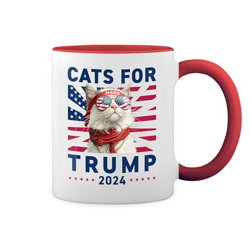GR8Shop Cats For Donald Trump Maga Rally Shooting Donald Blanco Taza Aro y Mango Con Rojo Mug