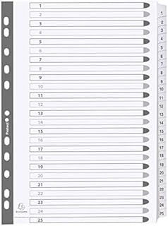 Exacompta - Ref MWD1-25Z - Mylar Printed Indices - For Use WithA4 Documents, Pre-Punched, 160gsm White Card with Reinforced Plastic Tabs, FSC-Certified - 25-Part Dividers (1-25)