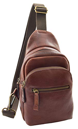 Sac de poitrine en cuir véritable marron avec aile l'affirmation de votre liberté