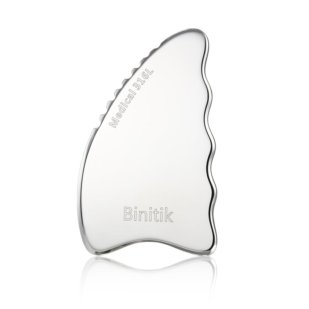 Gua Sha Facial Tool - Medical 316L Stainless Steel Comb for Face & Body Massage, Traditional Acupuncture Therapy, Daily Anti-Aging Health & Skin Care (Large)