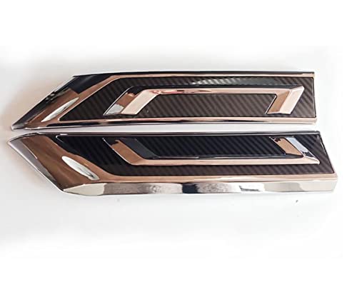 Image of Car Accessories Fit For Toyota RAV4 2019-2022 2023 2024 2025 Front Center Grills Cover Trim Chrome Carbon Fiber Pattern ABS 2 PCS (Not For RAV4 Adventure)