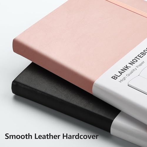 Image of RETTACY Blank Journal Notebook, 192 Pages, A5 Medium Size (5.7'' x 8.3'') | Leather Hardcover, 100 GSM Thick Paper, for Sketching, Drawing, Painting (Rose gold)