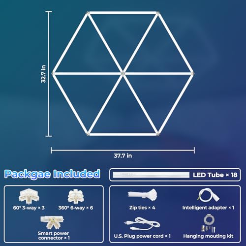 Gneng Led Garage Light-54W, 6500K 5940LM Garage Hexagon Shop Lights for Car Detailing, Workshop, Basement, Gym, Barber - image 4