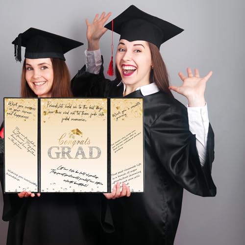 Image of Crenics Black and Gold Graduation Decorations Class of 2026, Creative Graduation Guest Sign in Book Alternative, Congrats Grad Signature Book 18 inch x 12 inch, Awesome Graduation Gift or Keepsake