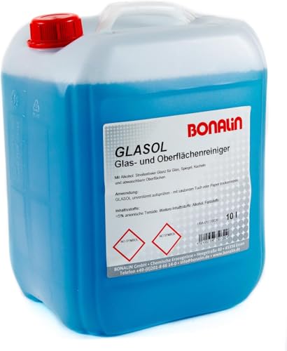 Bonalin Glasreiniger Glasol Anwendungsfertiger Glasreiniger 10 Liter für verglaste Flächen, Spiegel und Kacheln