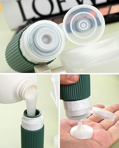 Image of Mrsdry Travel Bottles for Toiletries 8 Pack, TSA Approved 3 oz Travel Containers with Clear Bag, Leak Proof Silicone Squeezable Essentials Jars