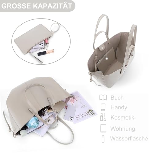 TIAASTAP Groß Handtasche Damen Tote Bag Kunstleder Shopper Tasche Elegante Schultertasche Henkeltaschen Handbags für Uni Einkaufen Reisen