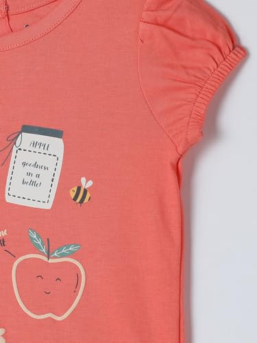 Image of Milou Girls 100% Cotton Short Sleeves Mango Placement Print Biowash T-Shirt | Soft & Breathable, Safe Dyes, Label-Free Comfort