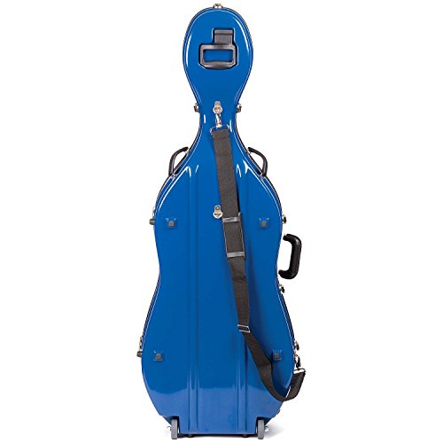 Bobelock 2000W Fiberglass Blue/Gray 4/4 Cello Case with Wheels