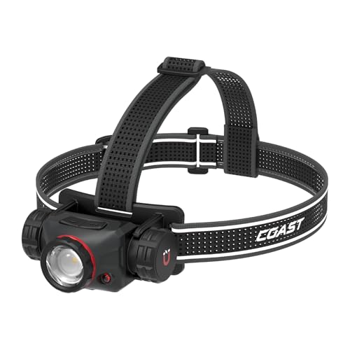 Coast XPH40R 3000 Lumens Voice-Controlled USB-C Rechargeable LED Headlamp, 7 Light Modes, Twist Focus, Magnetic Base, Red/Green Beams by Coast - Used condition - US$67.00