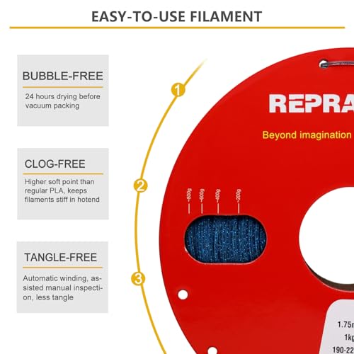 Image of RepRapper Glitter Glow in The Dark Blue 3D Printer Filament, Shiny Galaxy 1KG PLA Filament (2.2lbs) 1.75mm, Sparkle Laser Series 3D Printing Filament for 3D Printer