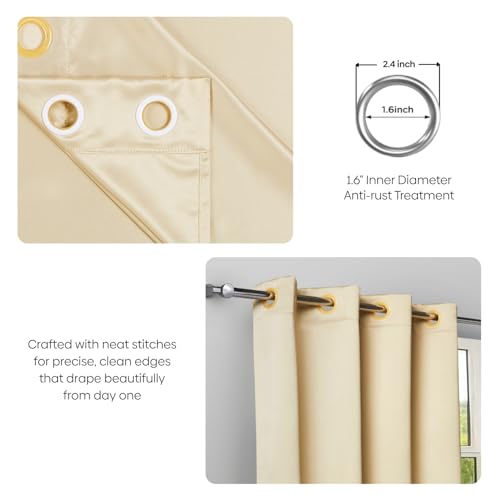 Image of Rivermoor 5 Feet Blackout Curtains Set of 1 | Solid Window Curtain for Living Room & Bedroom | Beige | 80% Room Darkening | 250 GSM | Acrylic Eyelet | 114 x 152 cm