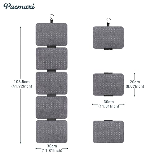 Image of PACMAXI Hanging Enamel Lapel Pin Display Panels Organizer With 5 Loose-leaf Board Pieces, Brooch Pin Enamel Pin Display Pages, Badge Collection Display Holder Holds At Least 120 Pins. (Grey)
