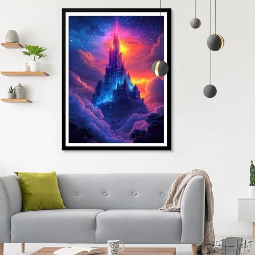Diamond painting enfant et adulte, broderie diamant château 5D, tableau perle diamant 40x50CM