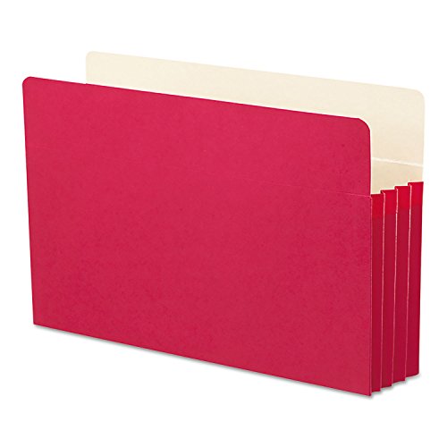 Pochette à soufflet rouge Smead au format légal avec une extension de 3,5 pouces pour archivage