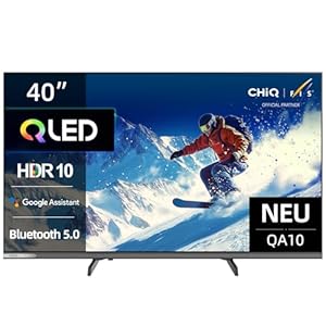CHIQ 40QA10 40 Zoll(100 cm) Ful-HD QLED Google Smart TV mit HDR10, Dolby Audio, Airplay, Chromecast, Integrierter Triple Tuner (DVB-C/T/T2/S/S2), Prime Video, Integrierter Google Assistant