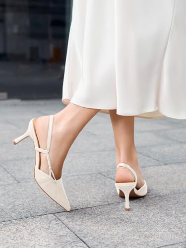 Image of Coutgo Womens Slingback Kitten Heels Closed Pointed Toe Pumps D'Orsay Wedding Party Dress Shoes
