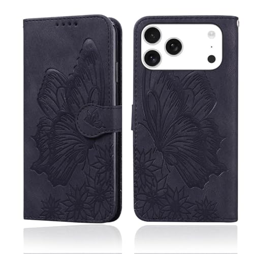 Étui portefeuille iPhone 15 Pro Max noir clapet magnétique cuir