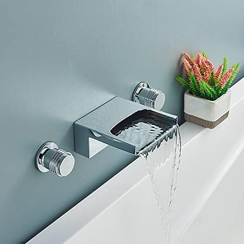 Chrome/Black Waterfall Basin Faucet Wall Mounted for Bathroom Faucets Bath Basin Sink Tap Bathtub Hot and Cold Water Mixer,Chrome I