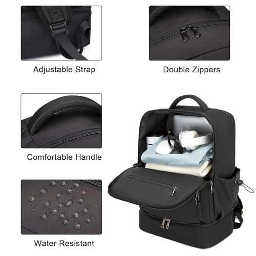 seyfocnia Gym Backpack for Men, Lightweight Sports Back pack With Shoe Compartment, Waterproof Gym Bag Workout Trainning Rucksack Casual Travel Daypack-Black3