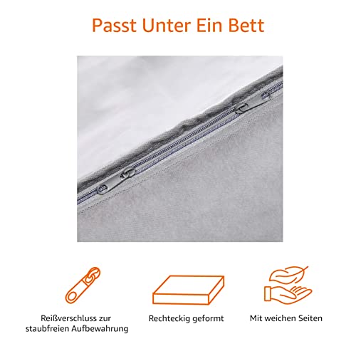 Amazon Basics Unterbettkommode mit Reißverschluss und transparenter Oberseite aus Vinyl, 2er-Pack, Grau, ‎106.7 x 45.7 x 15.2 cm