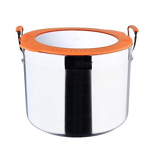 Olla alta de acero inoxidable ø28cm con tapa compacta y fondo difusor de inducción 7