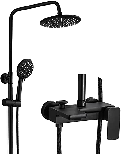Ensemble de douche avec pommeau de douche de 20,3 cm finition noir mat - 2
