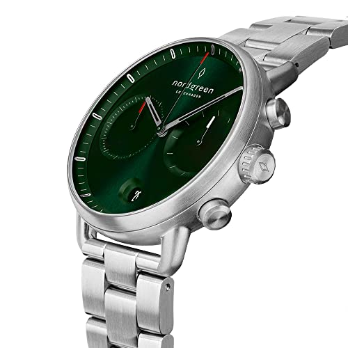 [ノードグリーン]Pioneer 北欧デザイン腕時計 サンレイグリーン シルバー3リンクブレス 42mm 商品画像2