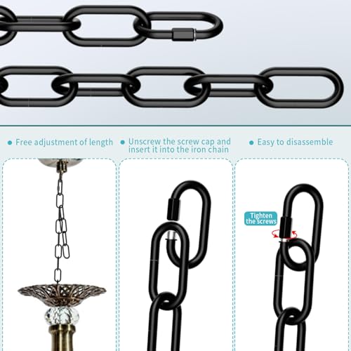 Image of 3 Feet Industrial Black Light Fixture Chain, Plant Hanging Chain, with Detachable Link, Maximum Load is 60 Pounds