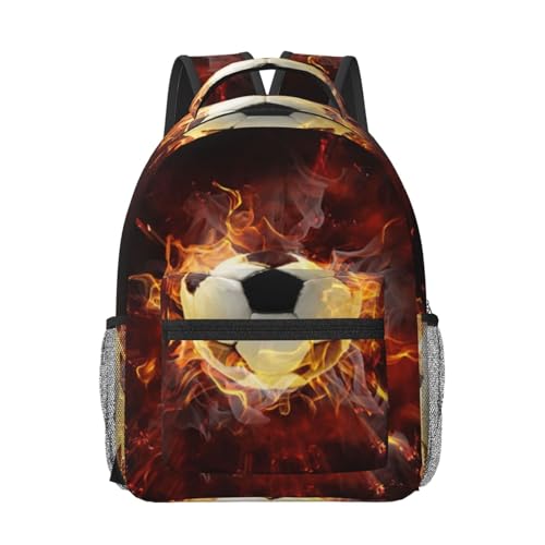 Sac à dos étudiant football noir résistant à l'eau pour les cours et les loisirs