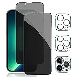 Pehael [2+2 Pack] iPhone 13 Pro Privacy Screen Protector with Camera Lens Protector Full Coverage An