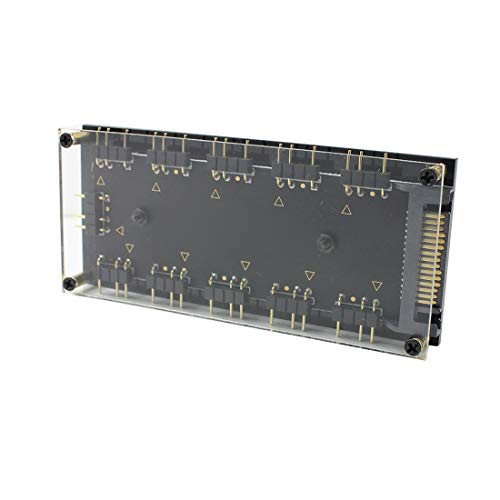 JMT Répartiteur de Hub rvb 5V 3Pin 1 à 10 Carte mère rvb contrôleur de lumière de Ventilateur de synchronisation Alimentation SATA/4Pin câble d'extension 50cm Hub rvb (Coque Acrylique SATA)