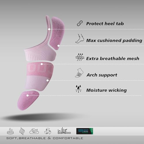 Image of BRISIRA Bamboo Viscose Coolmax Running Golf No Show Socks Women Compression Moisture Wicking Performance Low Cut Tab Athletic