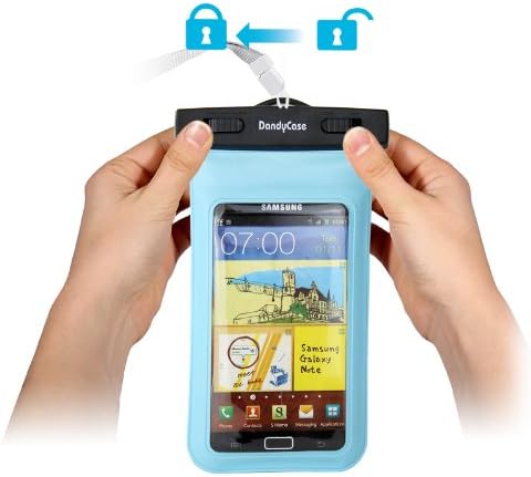 DandyCase Blue Waterproof Case for Apple iPhone 5, Galaxy S4, HTC One, iPod Touch 5 - Also fits other Large Smartphones up to 5.3" Including Galaxy S3, HTC One X/X+, Droid RAZR/MAXX, Nexus 4, EVO 4G LTE, Droid Incredible, LG Optimus G, Nokia Lumia, Droid DNA, Windows Phone 8X - IPX8 Certified to 100 Feet [Retail Packaging by DandyCase]