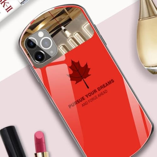 Coque de téléphone motif feuille d'érable effet miroir pour iPhone 14 silicone rouge