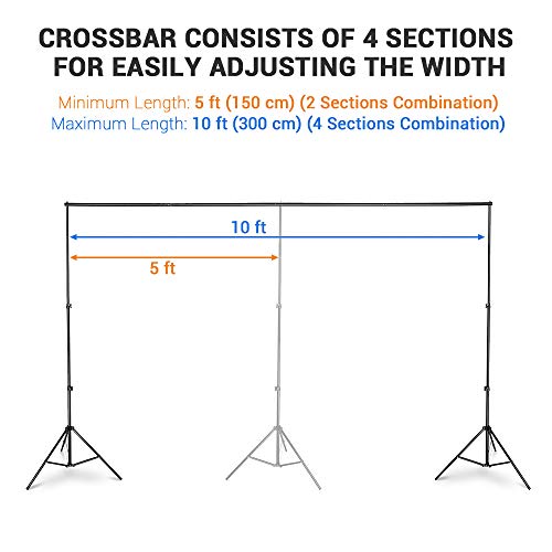AW Backdrop Stand 10 x 7ft/3m x 2.1m Adjustable Parties Background Support System Stand with 2 Clamps 4 Clips 2 Sand… - Image 3