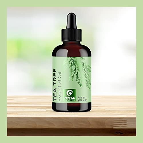 Image of Pure Tea Tree Oil for Hair Skin and Nails - 100% Pure Undiluted Tea Tree Essential Oil with Dropper for Topical Uses Aromatherapy Diffusing and Home and Beauty DIYs - Vegan and Cruelty Free (4 Fl Oz)