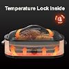 14 Quart Electric Roaster Oven, Turkey Roaster Oven Buffet, Selfbasting Lid, Removable Pan, Full-Range Temperature Control Cool-Touch Handles, Silver Body, Black Lid