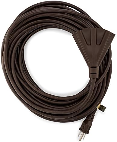 Holiday Lighting Outlet 50-Foot Brown Outdoor Extension Cord | 3 Prong Outdoor & Indoor Outlet Splitter | Perfect for Landscape Lighting