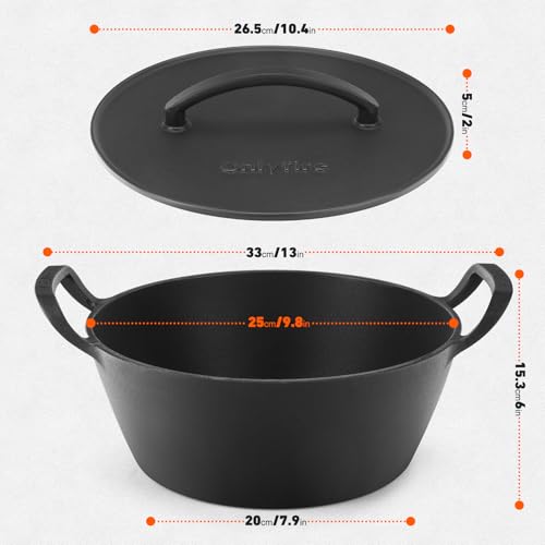 Onlyfire Cast Iron Dutch Oven, Heavy-Duty Dutch Oven Pot with Lid & Handle for Induction, Gas & Oven and Campfire, Cast Iron Skillet Cookware for Bread, Frying, Baking, 5.5 Quart by onlyfire - Used condition - Image 2