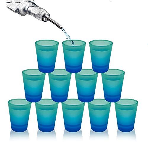 Shot Glasses 12-Pack Party Shot Glass Set19-Ounce Heavy Base Cool Colored Whiskey Glass Shot Glasses for Spirits Liquors Aurora Green