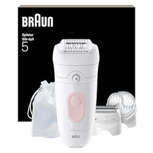 Braun Silk·épil 5, Epilierer Damen, Einfache Haarentfernung, Langanhaltend Glatte Haut mit Rasieraufsatz, Trimmeraufsatz und Peelingbürste, Nass & Trocken — 5-060, Rosa