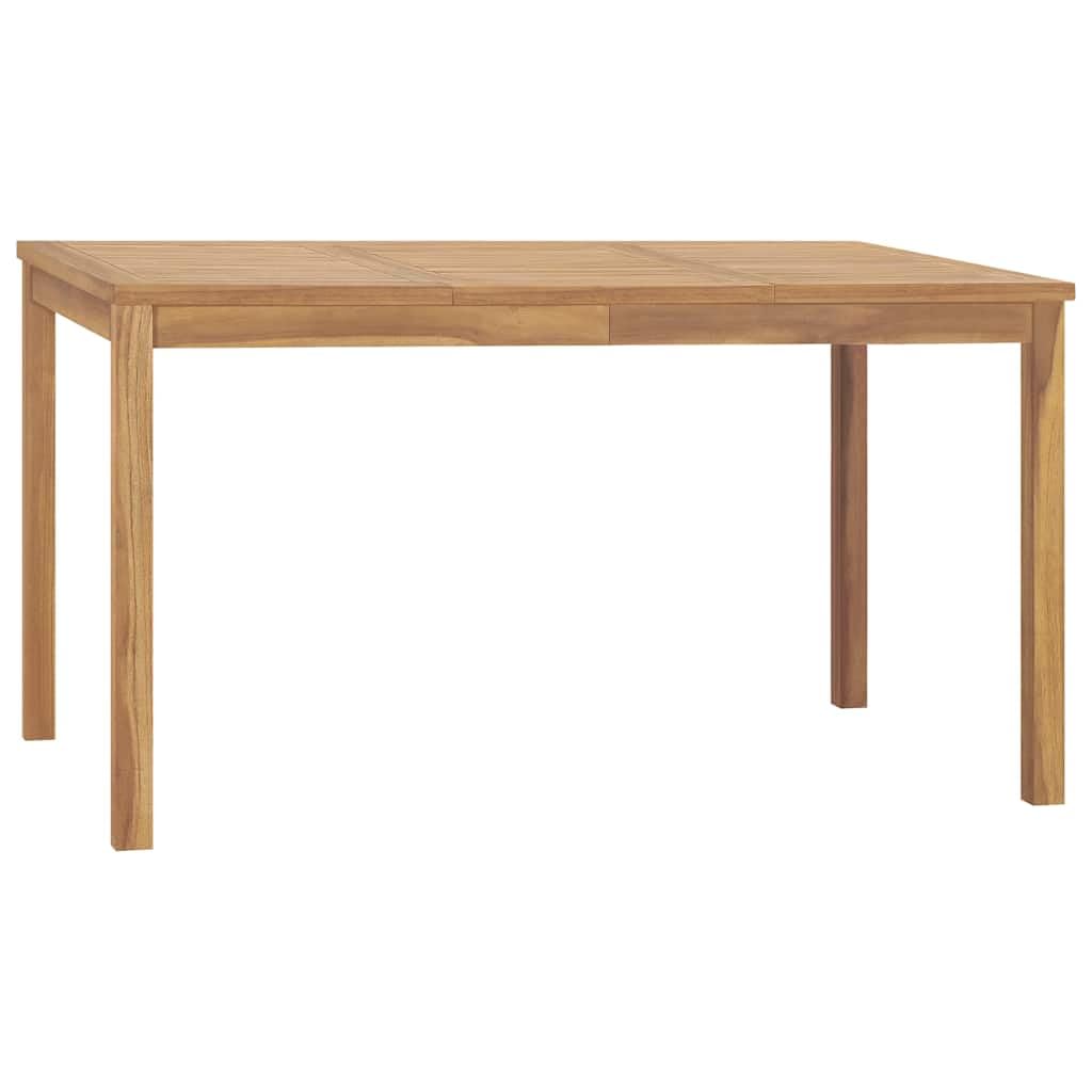 Tavolo da giardino rettangolare in legno di teak, 140 x 80 x 77 cm, in legno massiccio, per terrazza e giardino, robusto tavolo in legno con superficie liscia e vernice a base d'acqua
