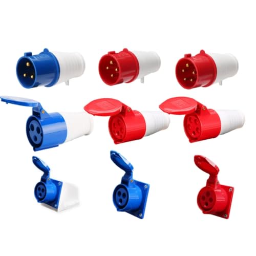 Conector de socket industrial de 3 polos y 32A para corrientes de 220V a 380V 7