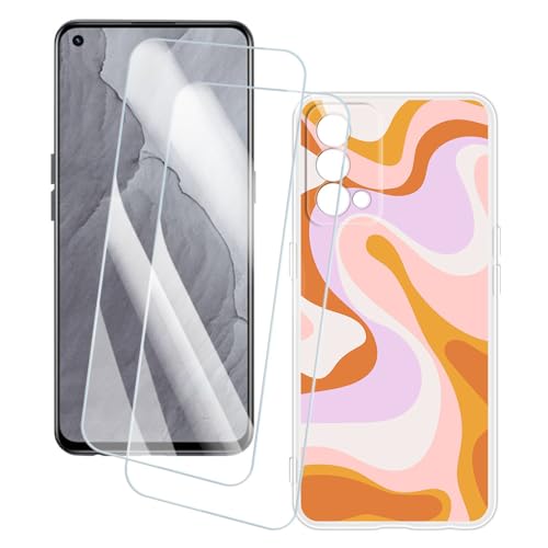 OAGELIM 2�Z�b�g �X�N���[���v���e�N�^�[ + �P�[�X OPPO Realme GT Master RMX336 (6.43 �C���`) �Ƃ̌݊������� �A�[�e�B�X�e�B�b�N�J�X�^���v�����g�J�o�[�Ƌ����K���X�t�B���� �X�N���b�`�h�~ (����)