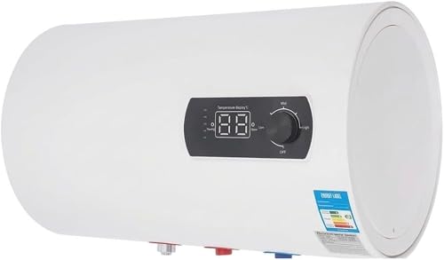 Digimark 60L Electric Storage Water Heater with Digital Temperature Display | Horizontal Wall Mount, Adjustable Thermostat, Energy Labelled, Hot & Cold Inlets, Digital LED Display