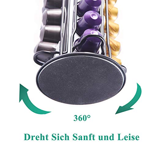 MaxMiuly Kapselhalter Drehbar für Nespresso-Kaffeepads, Kapselspender Rotierend für 40 OriginalLine Kapseln, Kaffee Kapselständer Zubehör Schwarz Haltbar