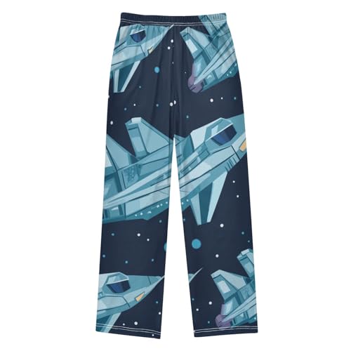 ZZXXB Galaxy Spaceships Boys Long Pants Soft Trousers Elastic Waist Kids Lounge Bottoms with Pockets S-XL2