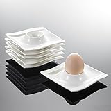 eierständer gusseisen SCHÖNES SCHÜSSELNSET AUS HOCHWERTIGEM PORZELLAN IN LEICHT CREMEWEIß | Handgefertige Porzellanprodukte mit sehr schöner hochwertiger Optik, beinhaltet 6 tlg Eierbecher 11,5 x 11,5 x 2 cm 156g